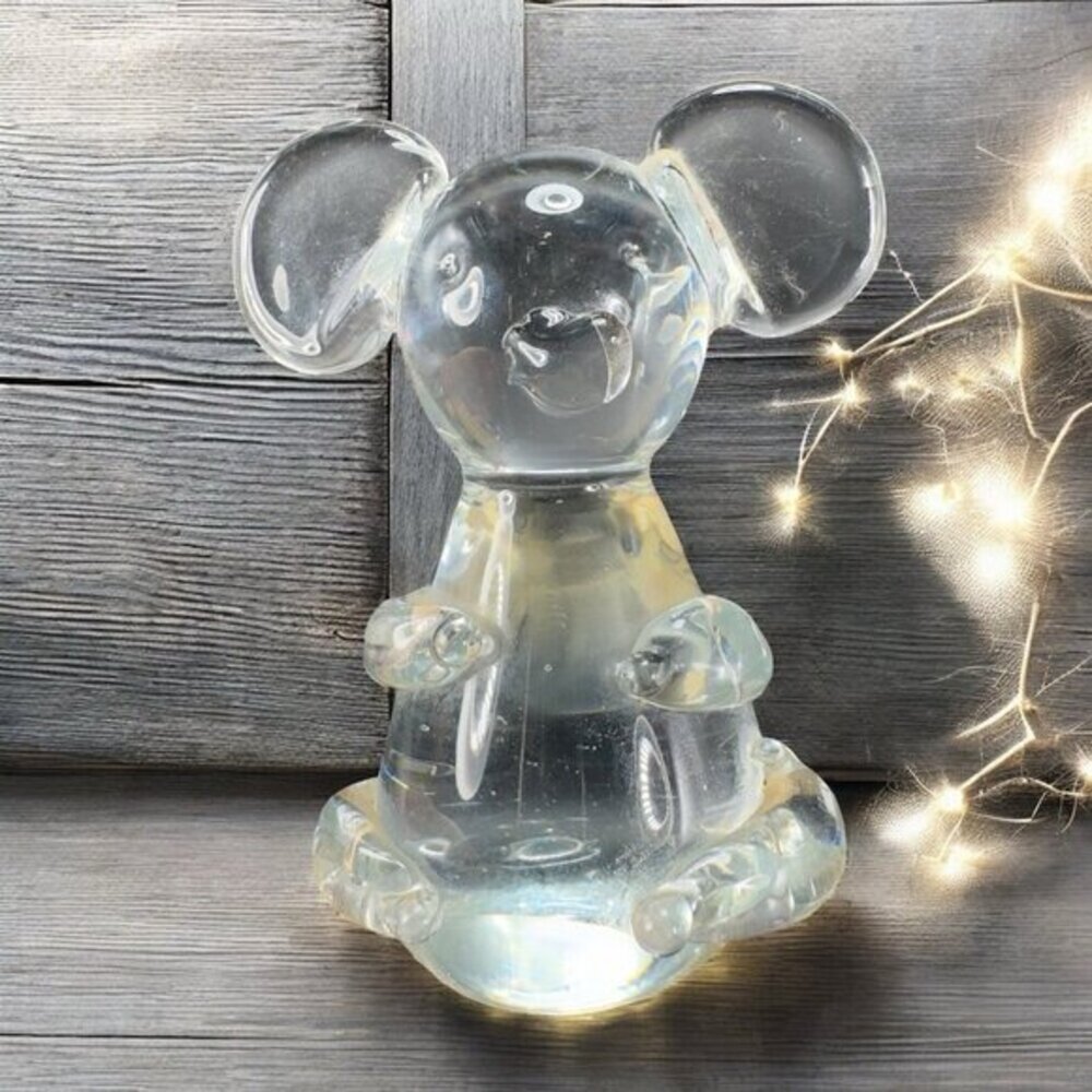 1980s Clear Glass‎ Koala Bear Figurine Paperweight Glassware Whimsical Figure